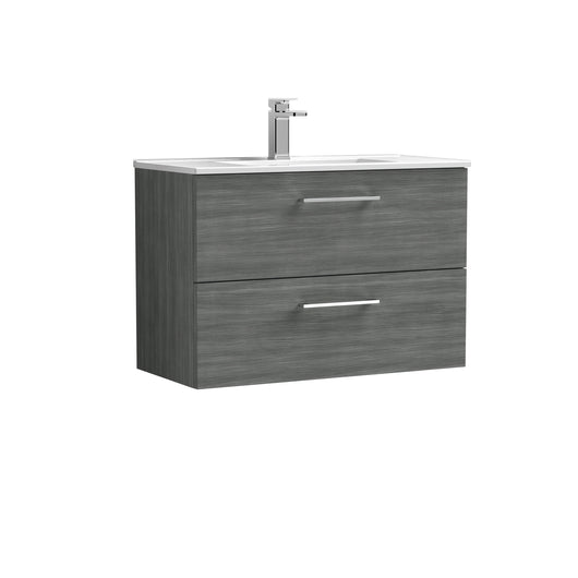  Nuie Arno 800mm Wall Hung 2 Drawer Vanity & Basin 2 - Anthracite