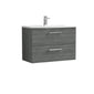 Nuie Arno 800mm Wall Hung 2 Drawer Vanity & Basin 4 - Anthracite