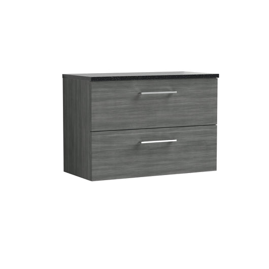  Nuie Arno 800mm Wall Hung 2-Drawer Vanity & Laminate Top - Anthracite