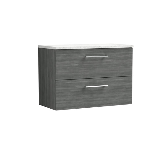  Nuie Arno 800mm Wall Hung 2-Drawer Vanity & Laminate Top - Anthracite