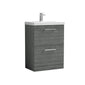 Nuie Arno 600mm Floor Standing 2-Drawer Vanity & Basin 1 - Anthracite Woodgrain