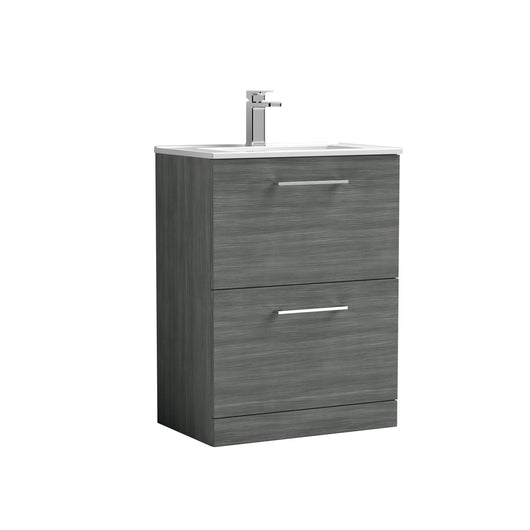  Nuie Arno 600mm Floor Standing 2-Drawer Vanity & Basin 2 - Anthracite