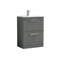 Nuie Arno 600mm Floor Standing 2-Drawer Vanity & Basin 2 - Anthracite Woodgrain