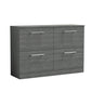 Nuie Arno 1200mm Floor Standing 4-Drawer Vanity & Worktop - Anthracite Woodgrain - welovecouk