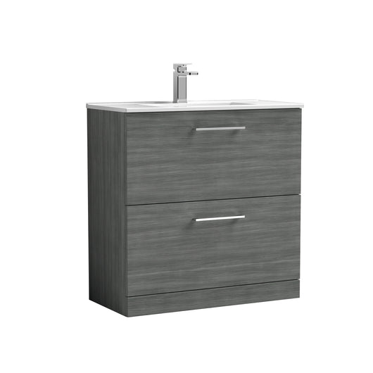  Nuie Arno 800mm Floor Standing 2-Drawer Vanity & Basin 2 - Anthracite