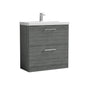 Nuie Arno 800mm Floor Standing 2-Drawer Vanity & Basin 3 - Anthracite Woodgrain
