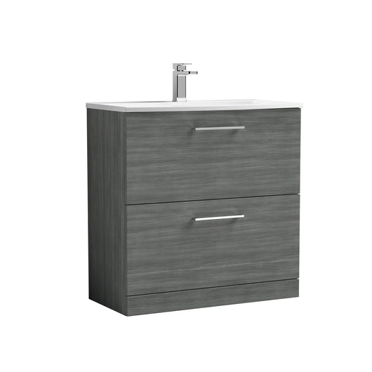  Nuie Arno 800mm Floor Standing 2-Drawer Vanity & Basin 4 - Anthracite