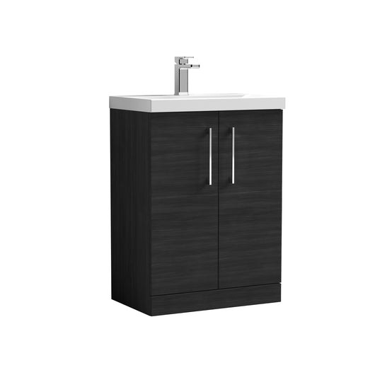  Nuie Arno 600mm Floor Standing 2-Door Vanity & Basin 1 - Charcoal Black