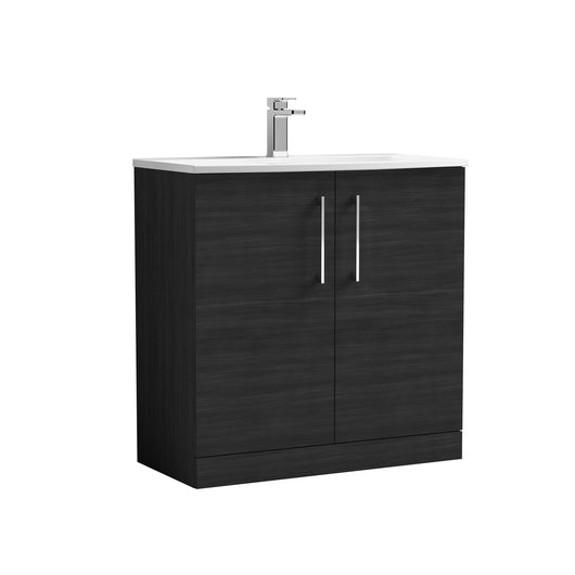  Nuie Arno 800mm Floor Standing 2-Door Vanity & Basin 4 - Charcoal Black