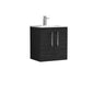 Nuie Arno 500mm Wall Hung 2 Door Vanity & Basin 2 - Charcoal Black