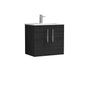 Nuie Arno 600mm Wall Hung 2-Door Vanity & Basin 2 - Charcoal Black