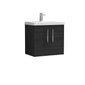 Nuie Arno 600mm Wall Hung 2-Door Vanity & Basin 3 - Charcoal Black