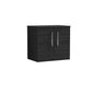 Nuie Arno 600mm Wall Hung 2-Door Vanity & Worktop - Charcoal Black - welovecouk