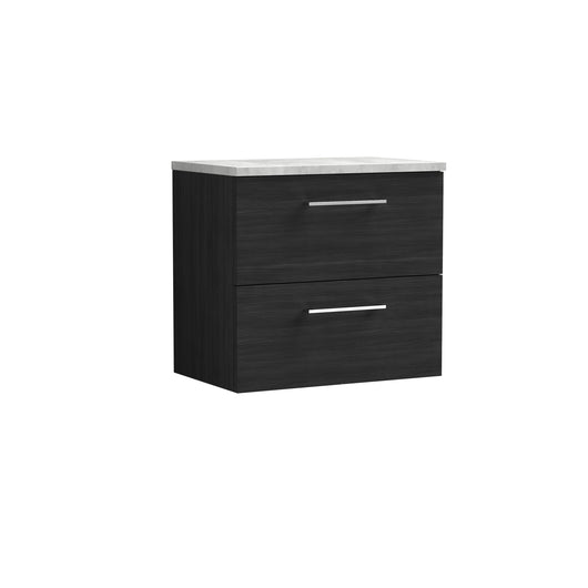  Nuie Arno 600mm Wall Hung 2-Drawer Vanity & Laminate Top - Charcoal Black