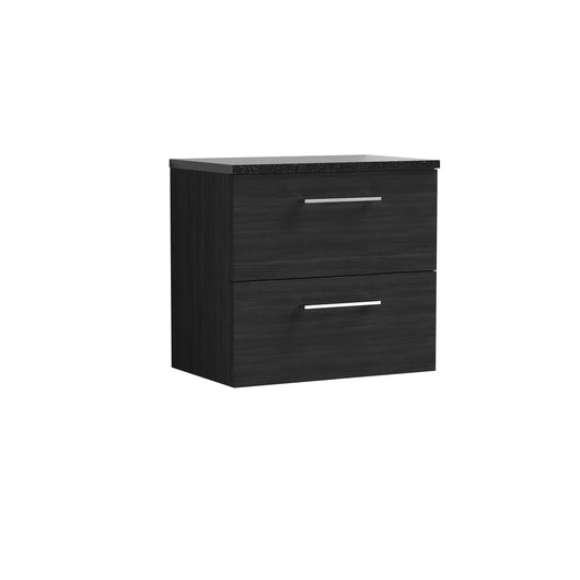  Nuie Arno 600mm Wall Hung 2 Drawer Vanity & Laminate Top - Charcoal Black