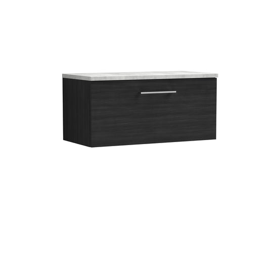  Nuie Arno 800mm Wall Hung Single Drawer Vanity & Laminate Top - Charcoal Black