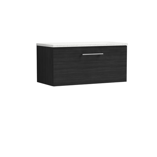  Nuie Arno 800mm Wall Hung 1-Drawer Vanity & Laminate Top - Charcoal Black