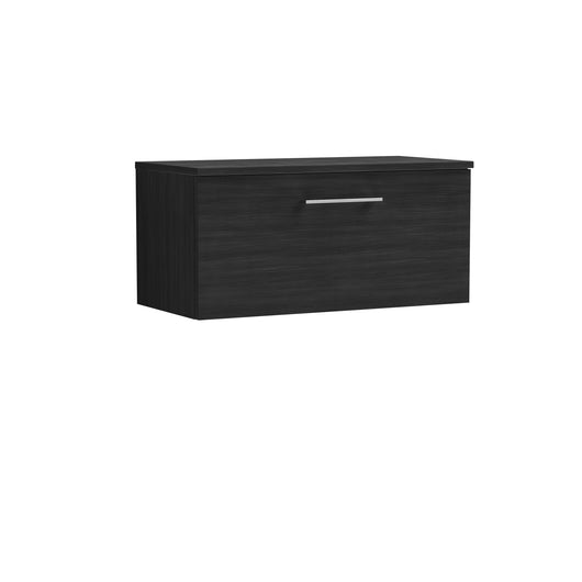  Nuie Arno 800mm Wall Hung 1-Drawer Vanity & Worktop - Charcoal Black