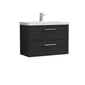Nuie Arno 800mm Wall Hung 2 Drawer Vanity & Basin 1 - Charcoal Black