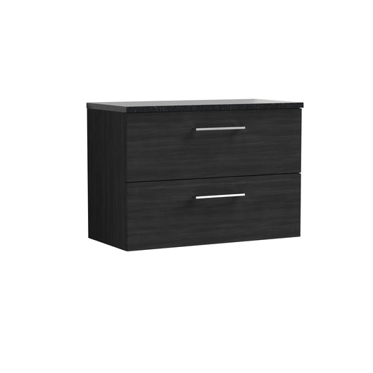  Nuie Arno 800mm Wall Hung 2-Drawer Vanity & Laminate Top - Charcoal Black