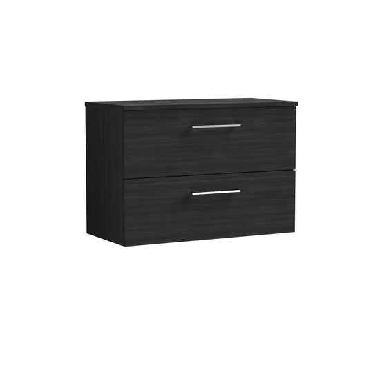  Nuie Arno 800mm Wall Hung 2-Drawer Vanity & Worktop - Charcoal Black