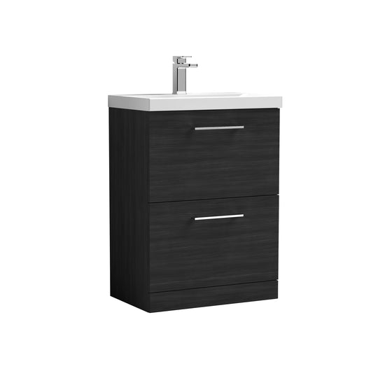  Nuie Arno 600mm Floor Standing 2-Drawer Vanity & Basin 1 - Charcoal Black