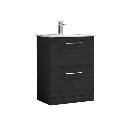  Nuie Arno 600mm Floor Standing 2-Drawer Vanity & Basin 2 - Charcoal Black