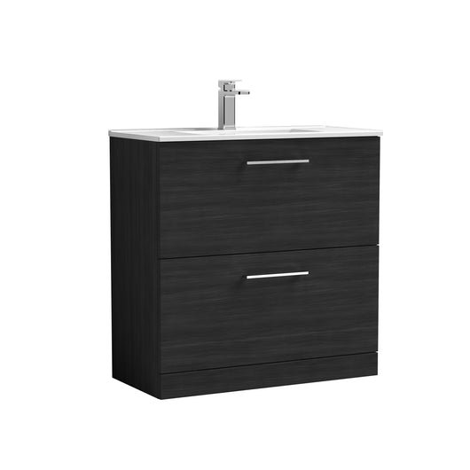  Nuie Arno 800mm Floor Standing 2-Drawer Vanity & Basin 2 - Charcoal Black