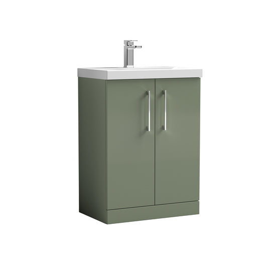  Nuie Arno 600mm Floor Standing 2-Door Vanity & Basin 1 - Satin Green