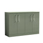 Nuie Arno 1200mm Floor Standing 4-Door Vanity & Worktop - Satin Green - welovecouk