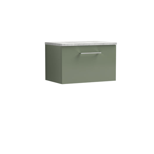  Nuie Arno 600mm Wall Hung 1-Drawer Vanity & Laminate Top - Satin Green