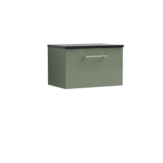  Nuie Arno 600mm Wall Hung 1-Drawer Vanity & Laminate Top - Satin Green