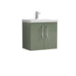 Nuie Arno 600mm Wall Hung 2-Door Vanity & Basin 1 - Satin Green