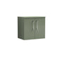 Nuie Arno 600mm Wall Hung 2-Door Vanity & Worktop - Satin Green