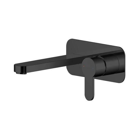  Nuie Arvan Wall Mounted 2 Tap Hole Basin Mixer With Plate - Matt Black