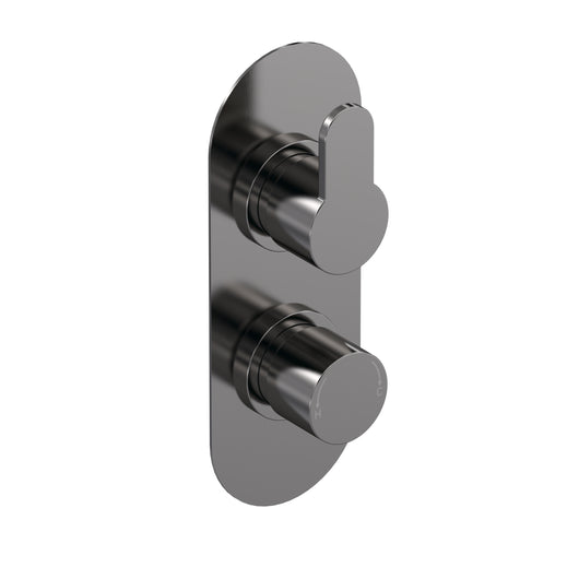  Nuie  Arvan Twin Thermostatic Valve With Diverter - Brushed Gun Metal