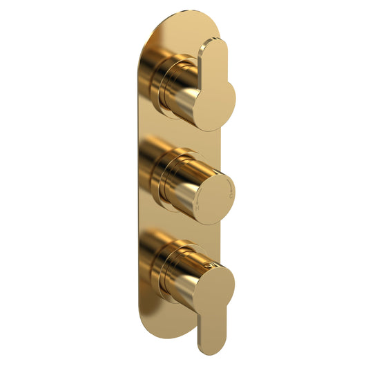  Nuie Arvan  Triple Thermostatic Valve With Diverter - Brushed Brass