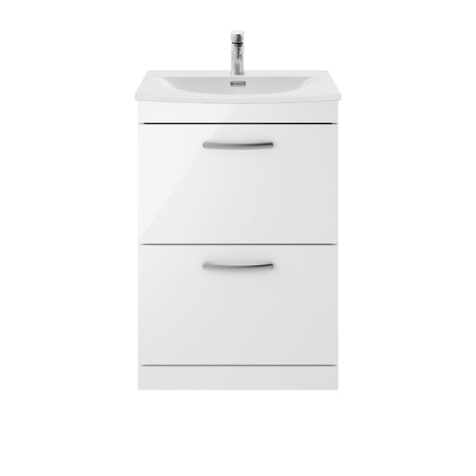  Nuie Athena 600mm Floor Standing Vanity With Basin 4 - Gloss White - ATH034G