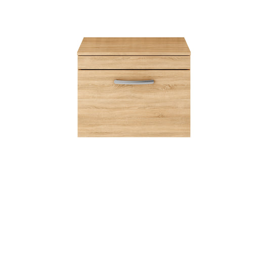  Nuie Athena 600mm Wall Hung Vanity With Worktop - Natural Oak - ATH038W