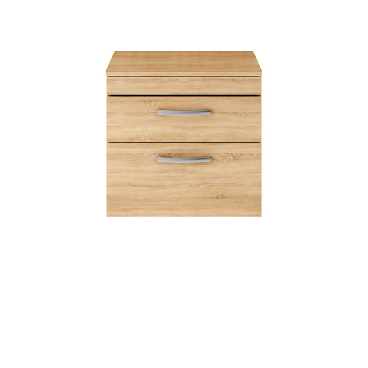 Nuie Athena 600mm Wall Hung Vanity With Worktop - Natural Oak - ATH045W