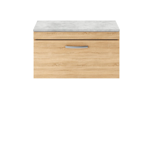  Nuie Athena 800mm Wall Hung Vanity With Grey Worktop - Natural Oak - ATH059LBG
