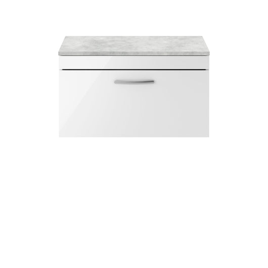  Nuie Athena 800mm Wall Hung Vanity With Grey Worktop - Gloss White - ATH062LBG