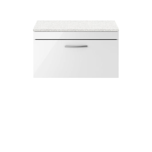  Nuie Athena 800mm Wall Hung Vanity With Sparkling White Worktop - Gloss White - ATH062LSW