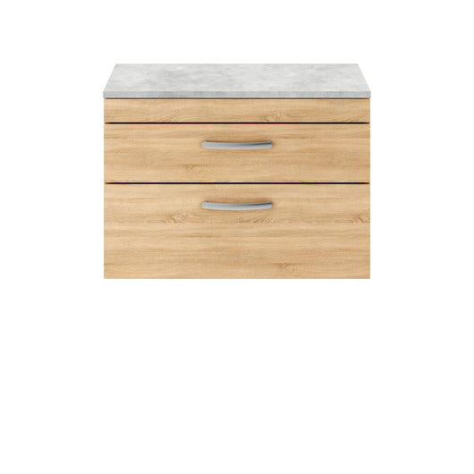  Nuie Athena 800mm Wall Hung Vanity With Grey Worktop - Natural Oak - ATH066LBG