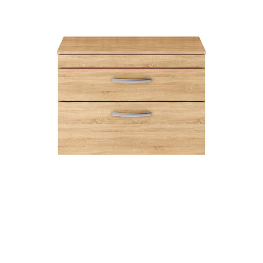  Nuie Athena 800mm Wall Hung Vanity With Worktop - Natural Oak - ATH066W