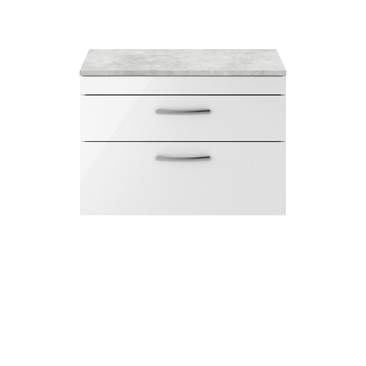  Nuie Athena 800mm Wall Hung Vanity With Grey Worktop - Gloss White - ATH069LBG