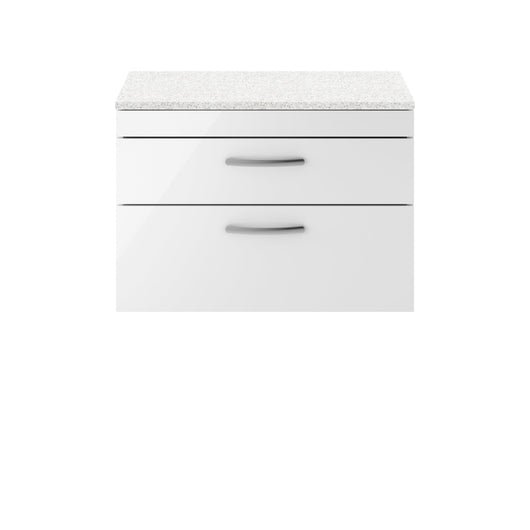  Nuie Athena 800mm Wall Hung Vanity With Sparkling White Worktop - Gloss White - ATH069LSW