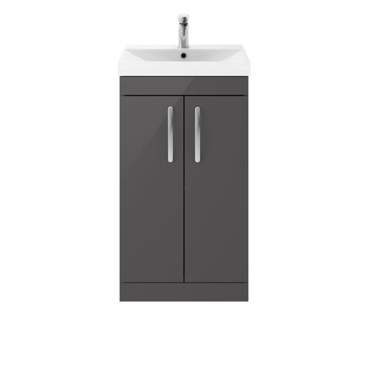  Nuie Athena 500mm Floor Standing Vanity Unit With Basin 3 - Gloss Grey