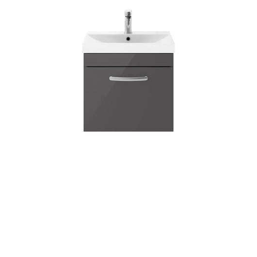  Nuie Athena 500mm Wall Hung Cabinet With Basin 3 - Gloss Grey - ATH073D