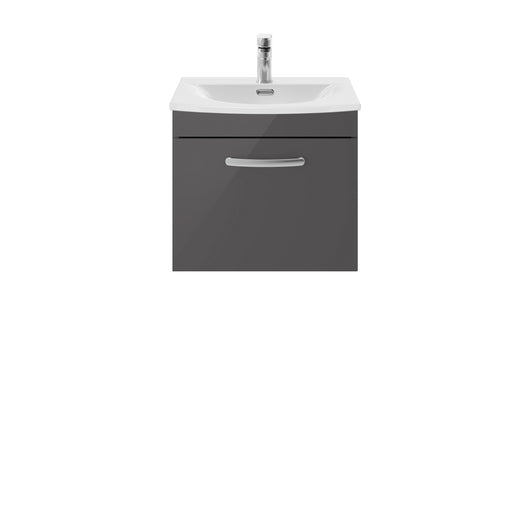  Nuie Athena 500mm Wall Hung Cabinet With Basin 4 - Gloss Grey - ATH073G